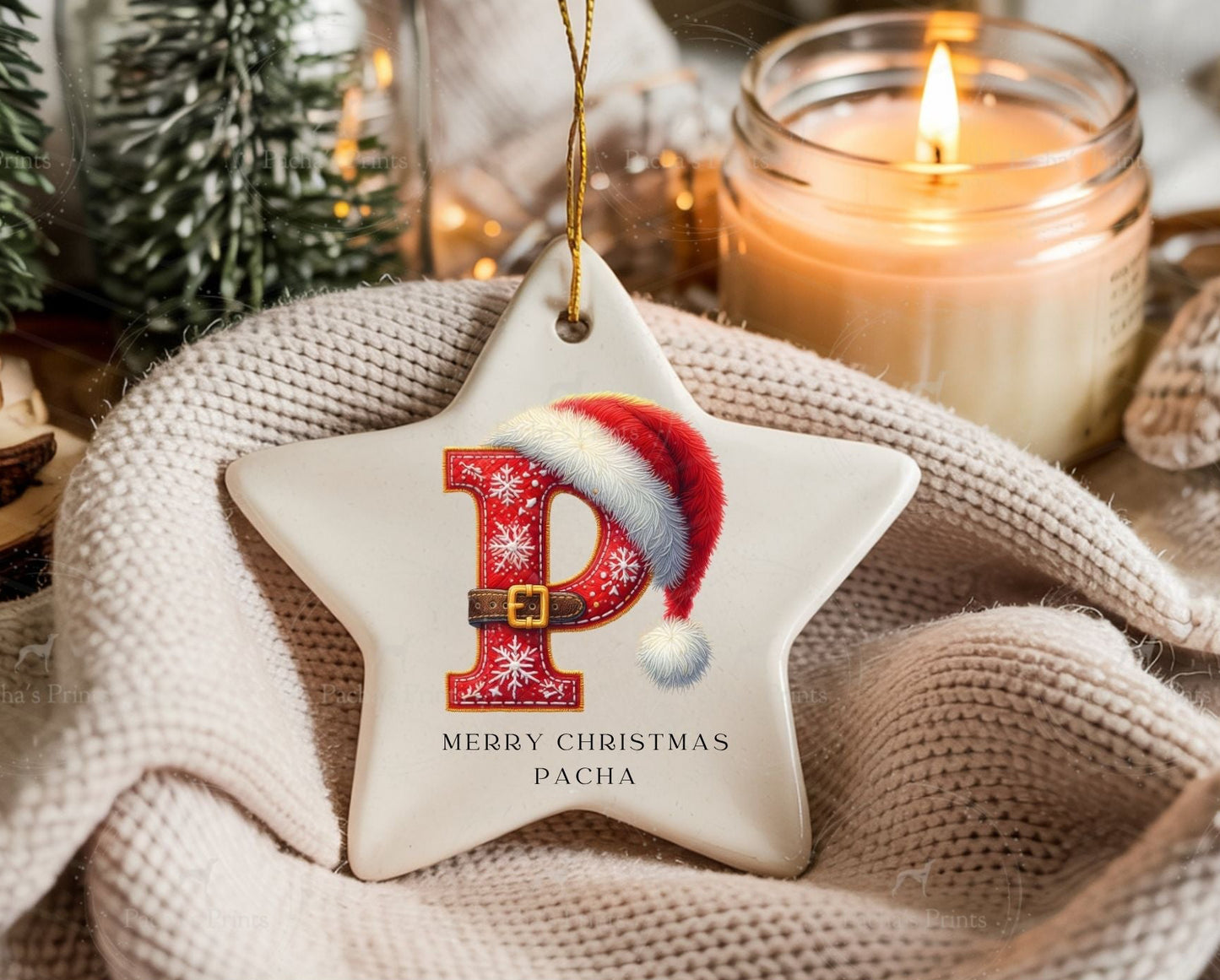 Santa Initial- Ceramic Christmas decoration