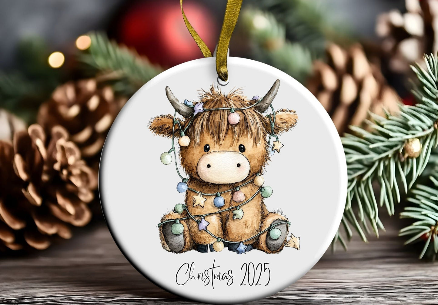Highland Cow- Ceramic Christmas decoration