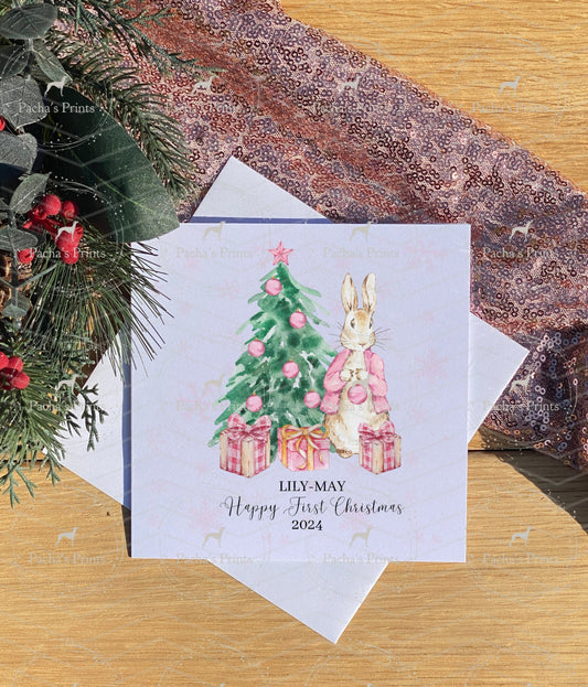 Christmas card- First Christmas Pink