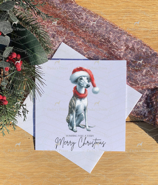 Christmas card- A Sighthound Santa