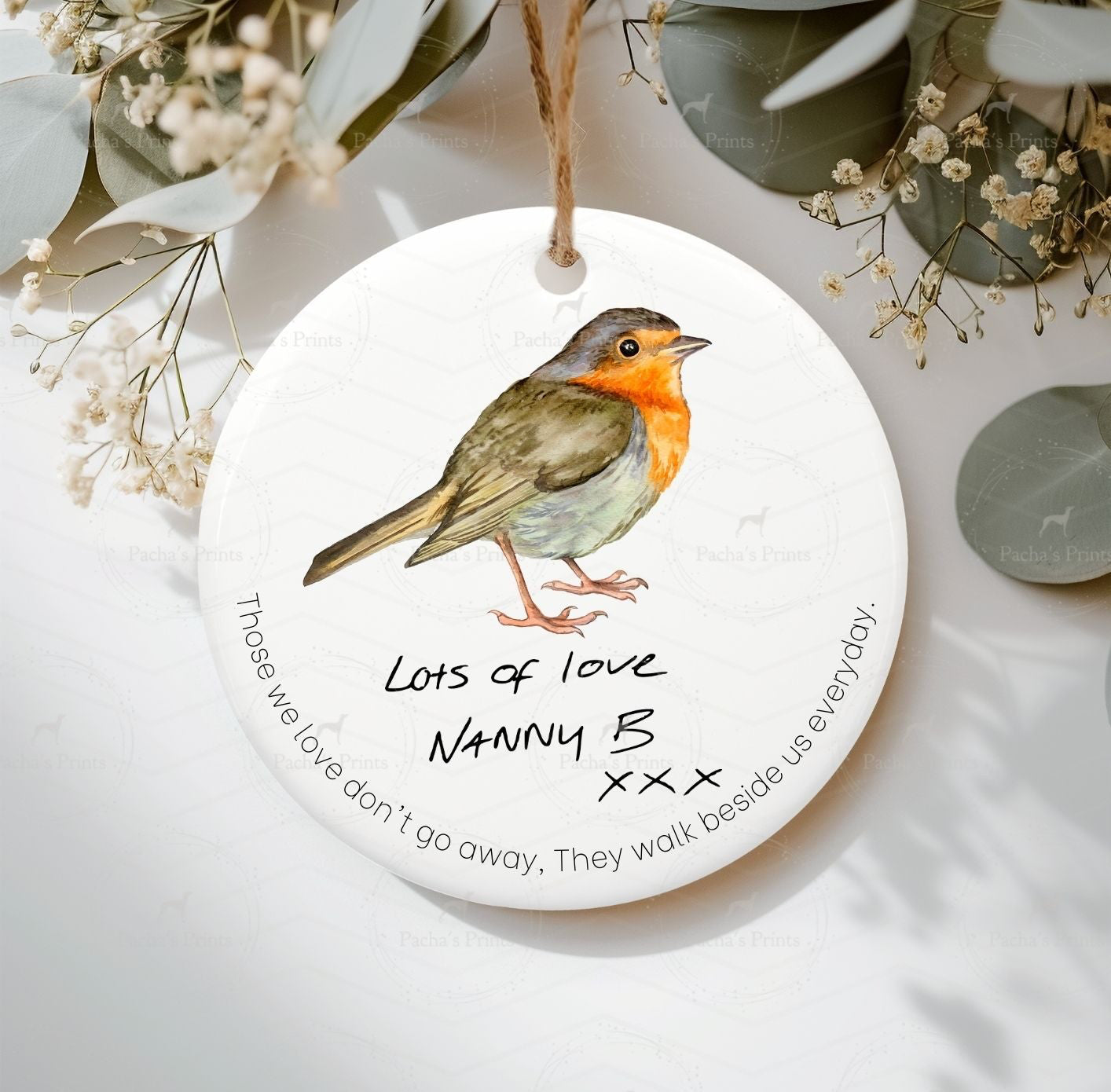Ceramic Decoration- Upload your own Handwriting- Robin