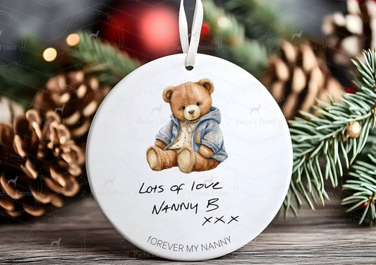 Ceramic Christmas Tree Decoration- Teddy Bear Handwriting
