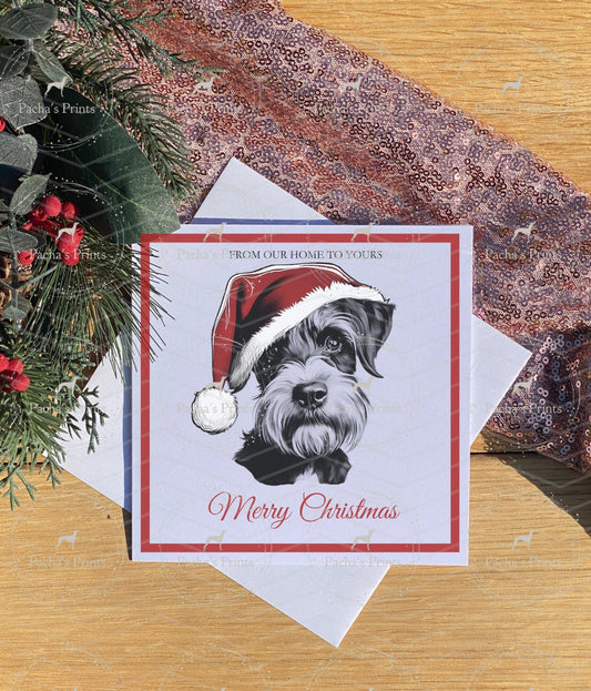 Christmas card- A Schnauzer Santa