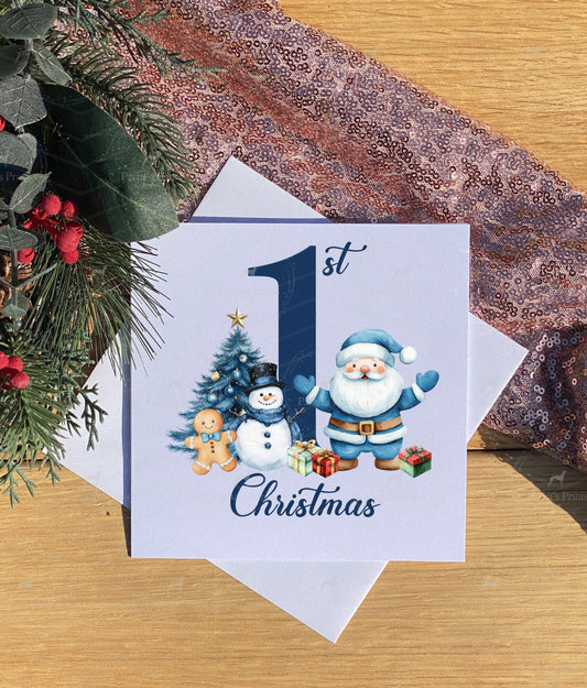 Christmas card- First Christmas blue
