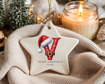 Santa Initial- Ceramic Christmas decoration