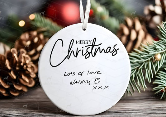 Christmas Ceramic Decoration- Upload your own Handwriting