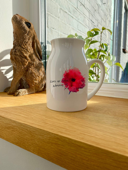 Handwritten collection- Bold Poppy Milk jug