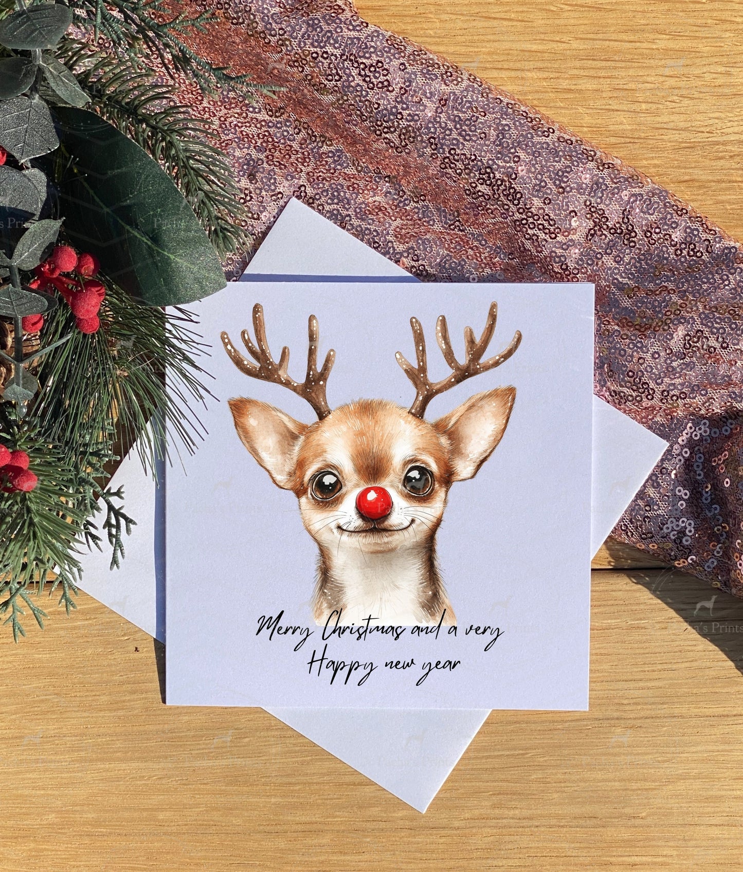 Christmas card- Chihuahua Reindeer