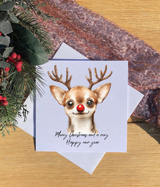 Christmas card- Chihuahua Reindeer