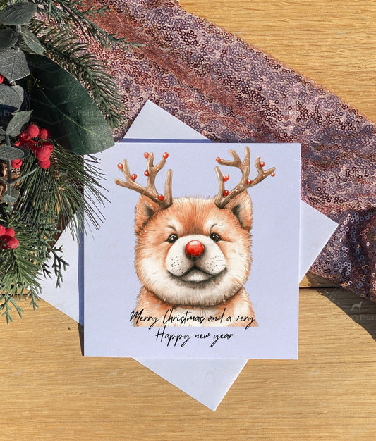 Christmas card- Chow Chow Reindeer