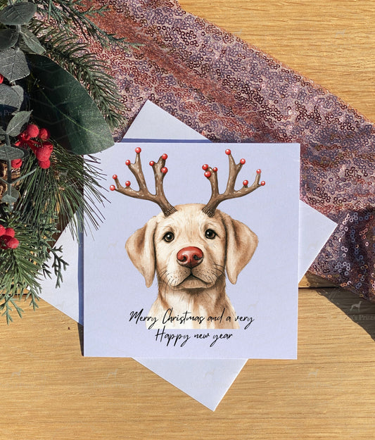 Christmas card- Labrador Reindeer