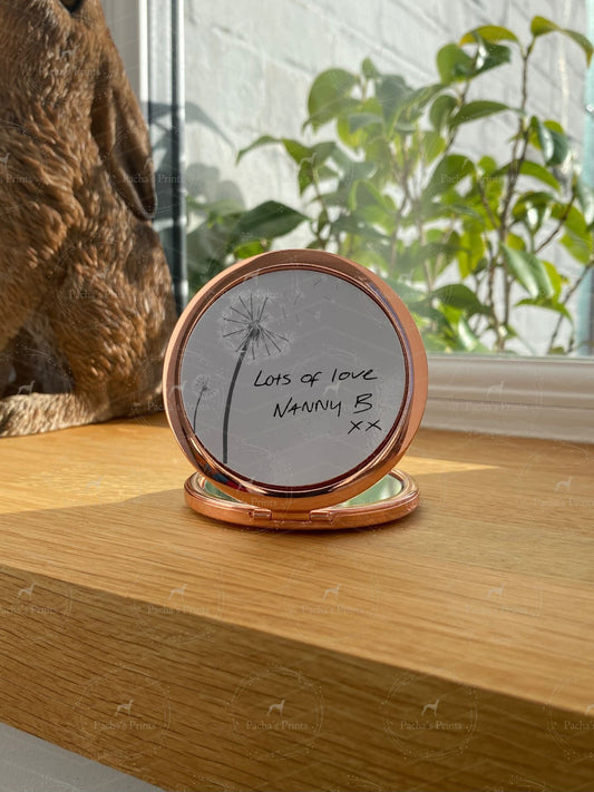 Compact Mirror- Upload your own Handwriting-Dandelion