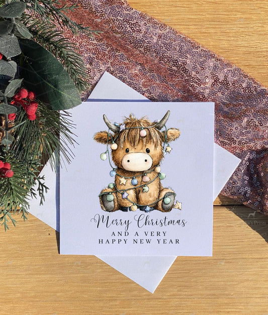 Christmas card- Highland cow
