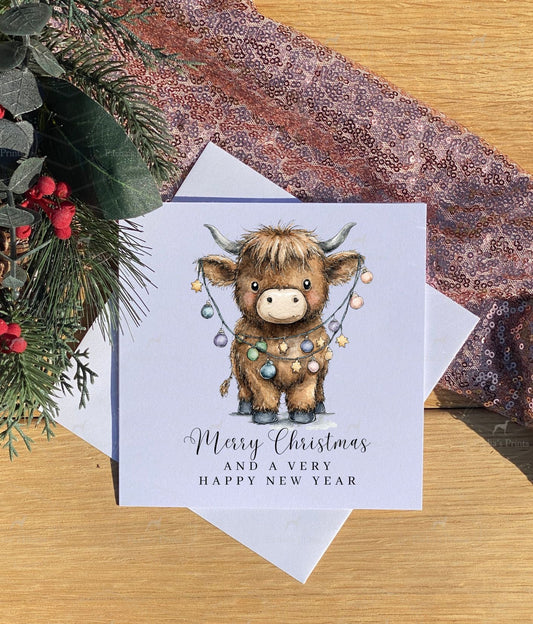 Christmas card- Highland cow