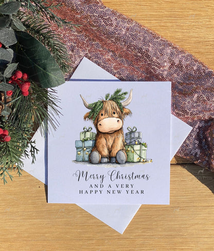 Christmas card- Highland cow