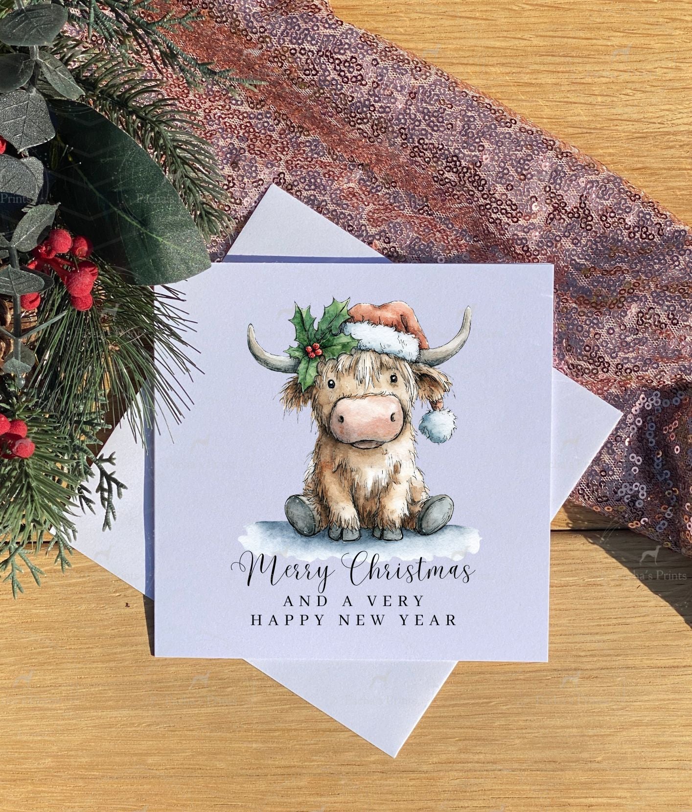 Christmas card- Highland cow