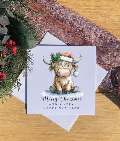 Christmas card- Highland cow