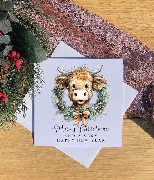 Christmas card- Highland cow