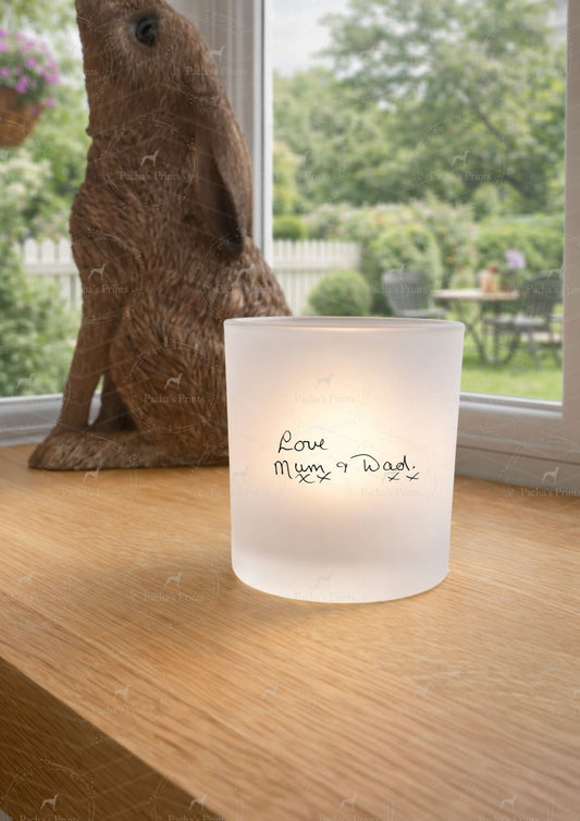 Glass Tealight Holder- Upload your own Handwriting