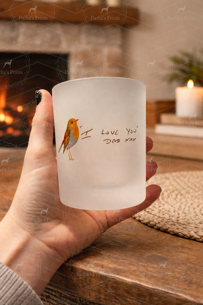Handwritten Glass tea light Memory Keepsake