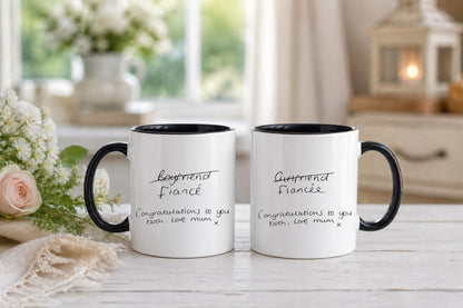 Upload your own handwriting onto a mug engagement gifts