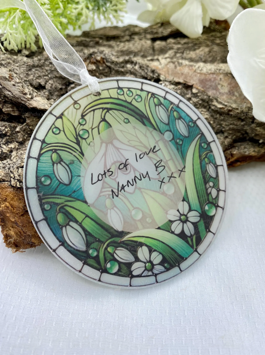 Suncatcher- Upload your own Handwriting- Snowdrops