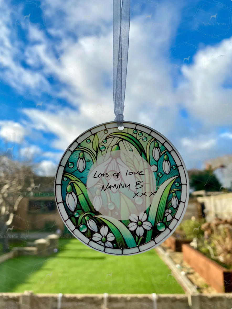 Suncatcher- Upload your own Handwriting- Snowdrops