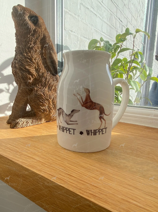 Milk Jug Vase- Personalised Whippet Art