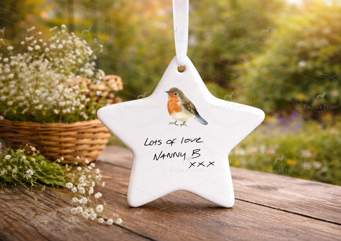 Robin, Star Ceramic- Upload your own Handwriting