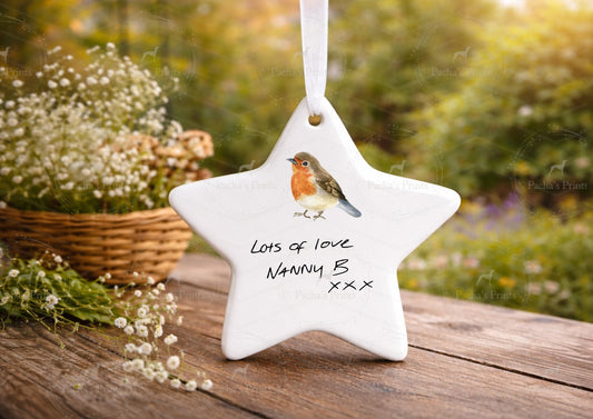 Robin, Star Ceramic- Upload your own Handwriting